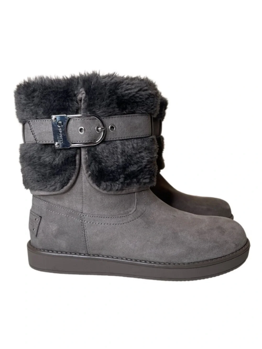 Guess Aussie Faux Fur Gray Ankle Booties Size 6